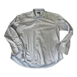 Bugatchi Shaped Fit Geometric Long-Sleeve Shirt, Icy‎ Blue, Cotton, XL